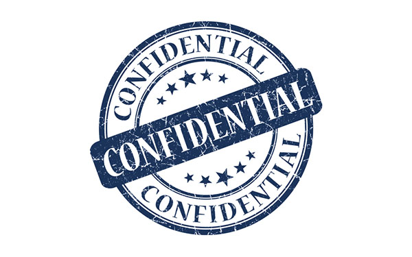 Confidential Blue stamp